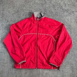 Mountain Equipment Co-op Windbreaker Mens Large Red Full Zip Reflective Jacket